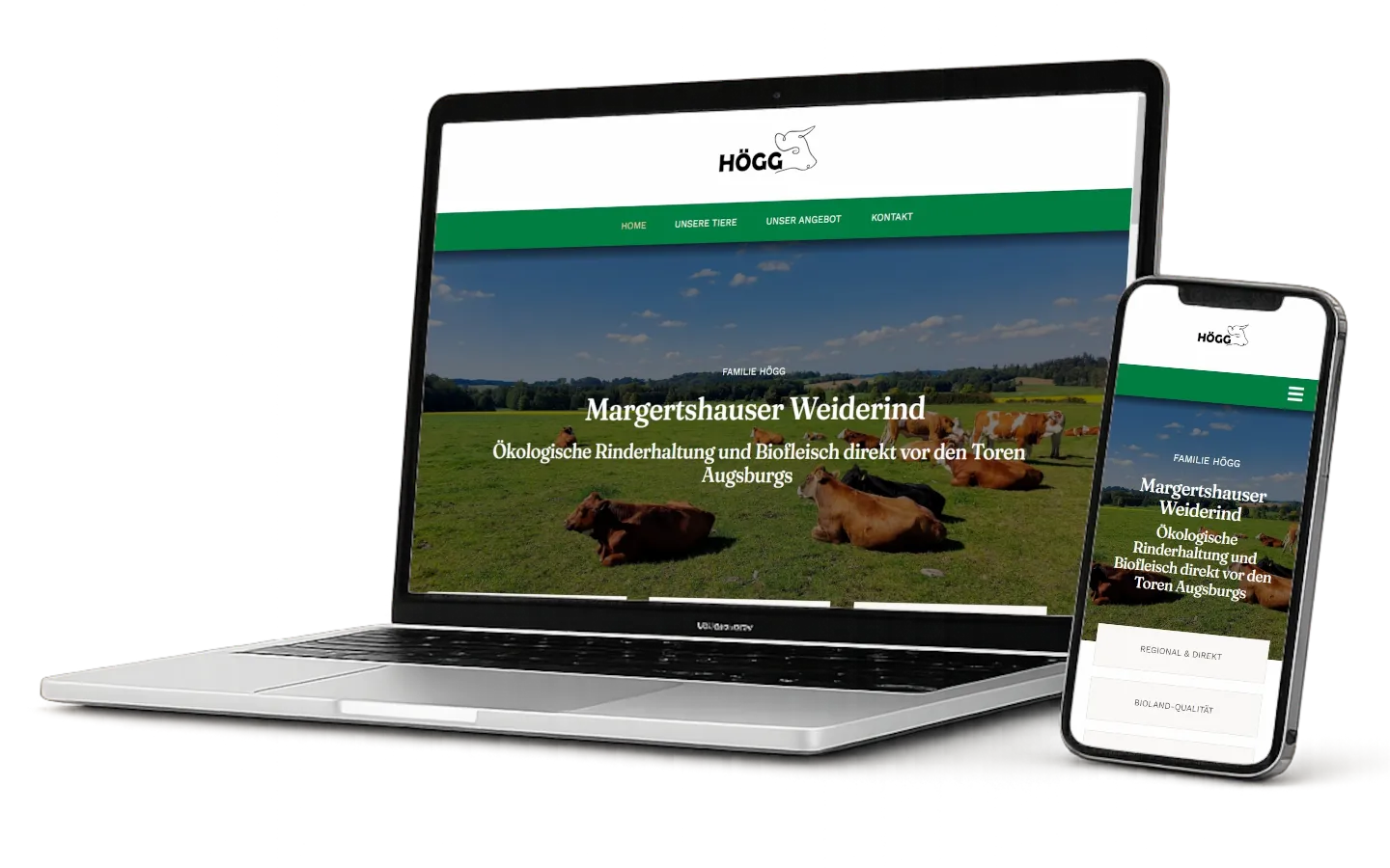 Screenshot der Website – Biohof Högg – Bioland-Rinderhof